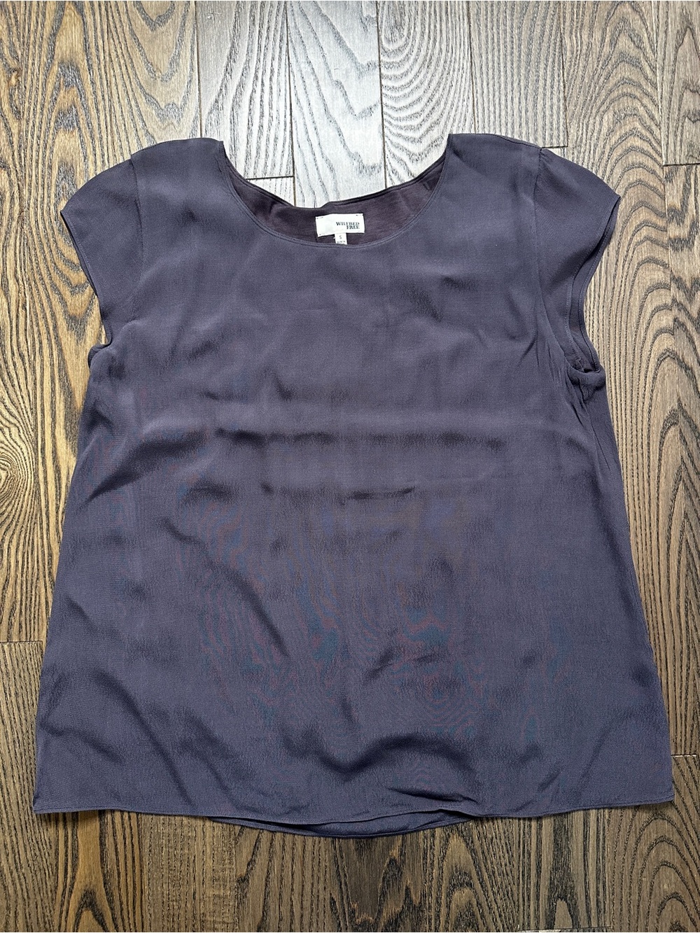 Wilfred Navy Short-Sleeve Silk-Blend Blouse